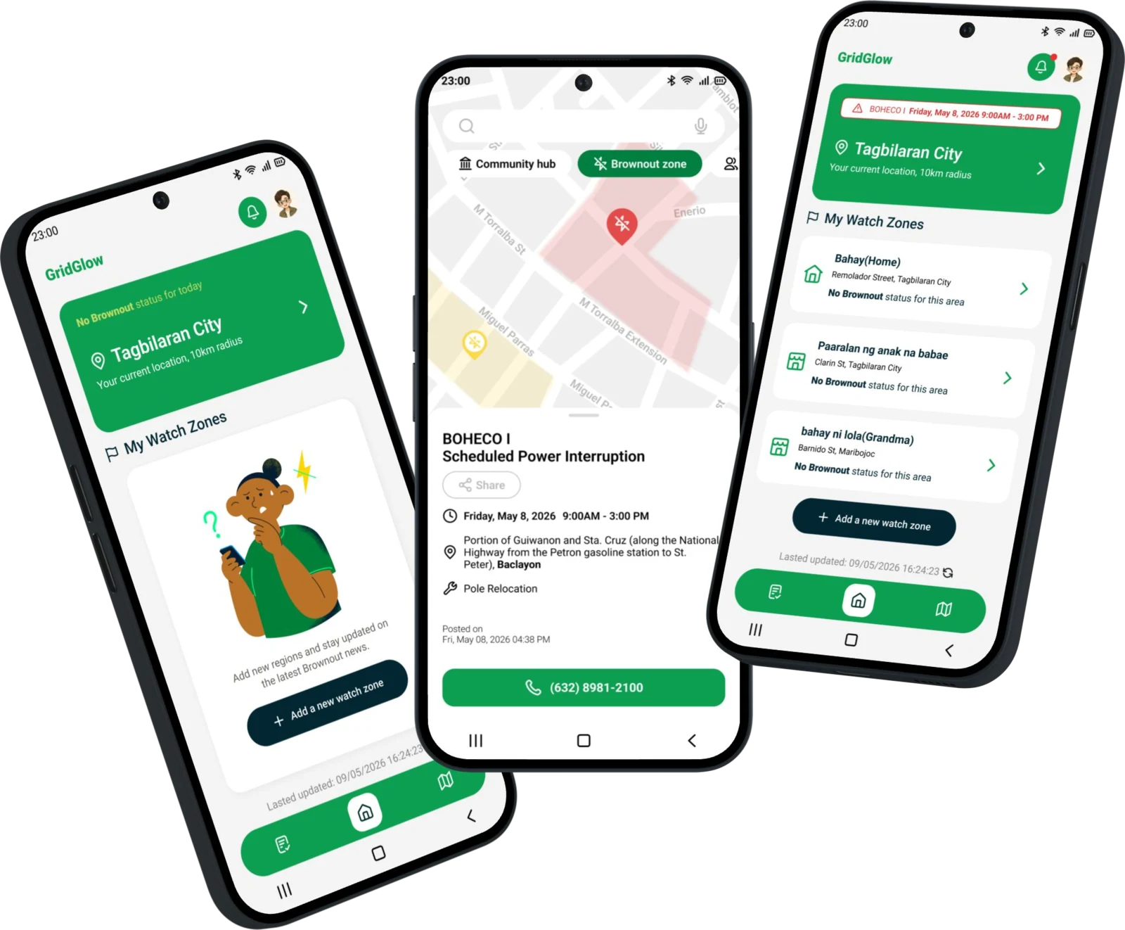 GridGlow app screens