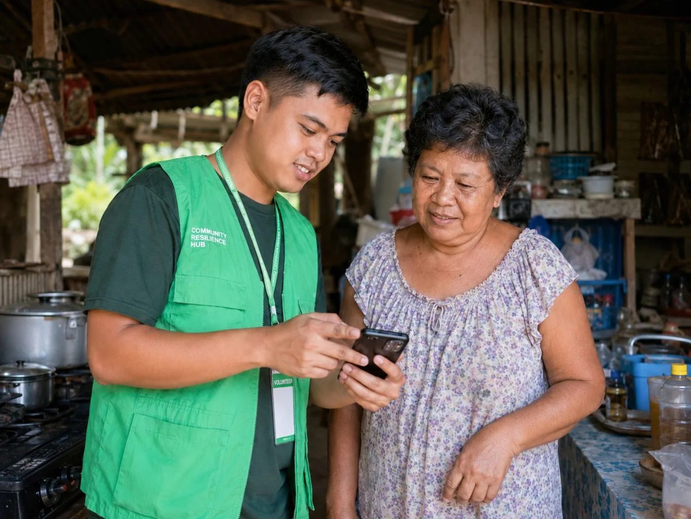 A community member helped at a resilience hub