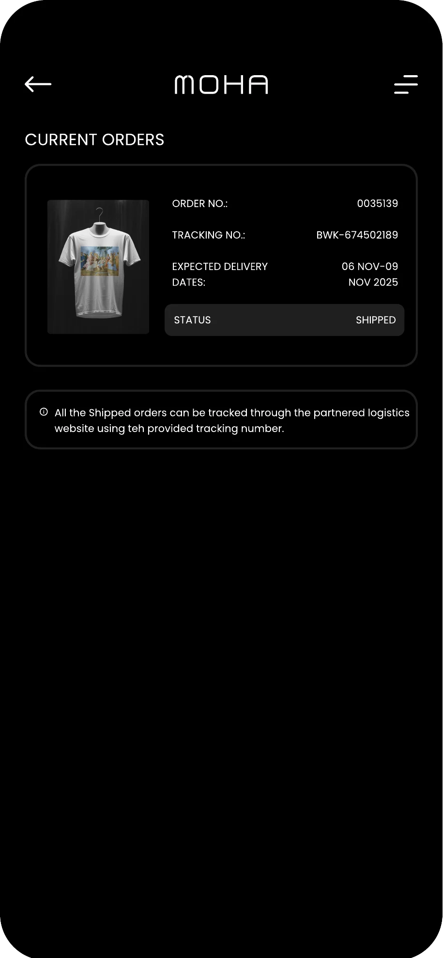 Current orders