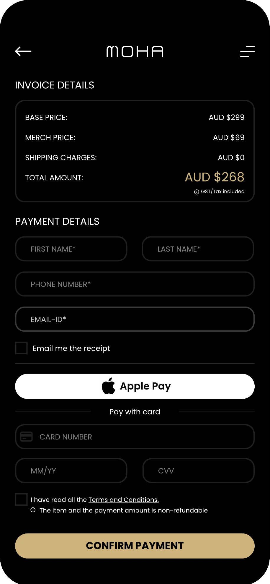 Checkout — payment
